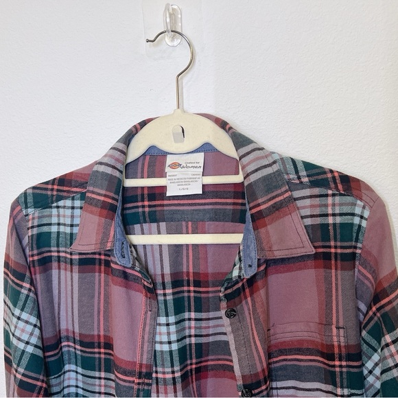 DICKIES•Long-Sleeve, Purple Plaid, 100% Cotton Flannel, LRG - Picture 5 of 7